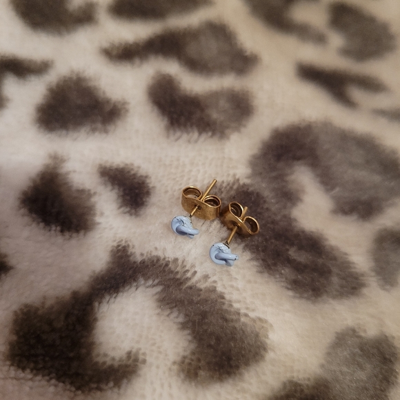 Baby Blue Rose Knot Earrings Studs Womens Jewelry - Picture 3 of 5